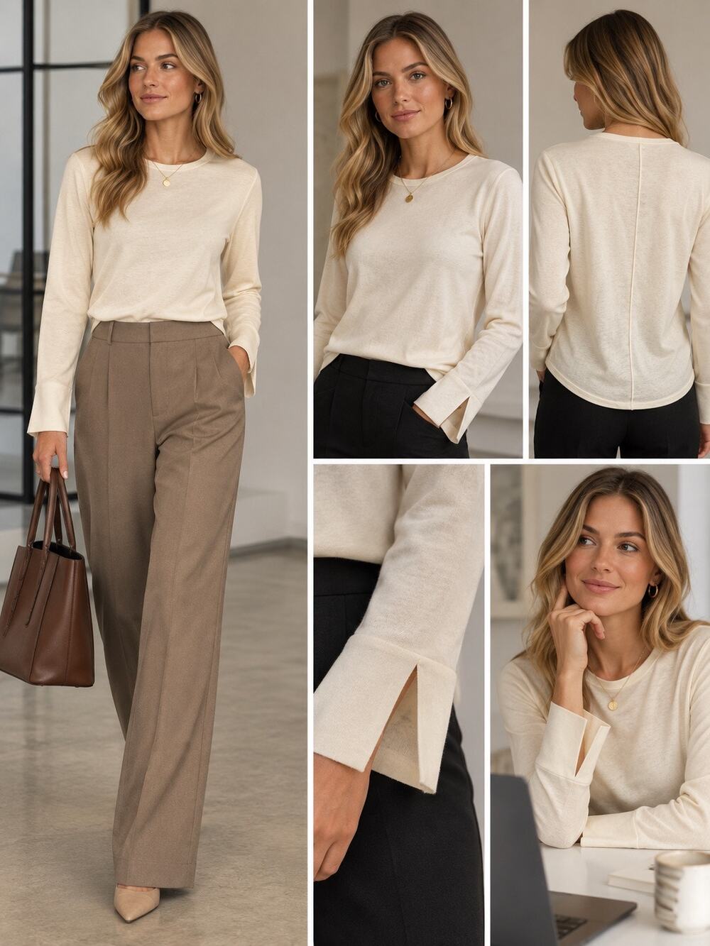 The Fold Ivory Merino Wool Long Sleeve Sweater